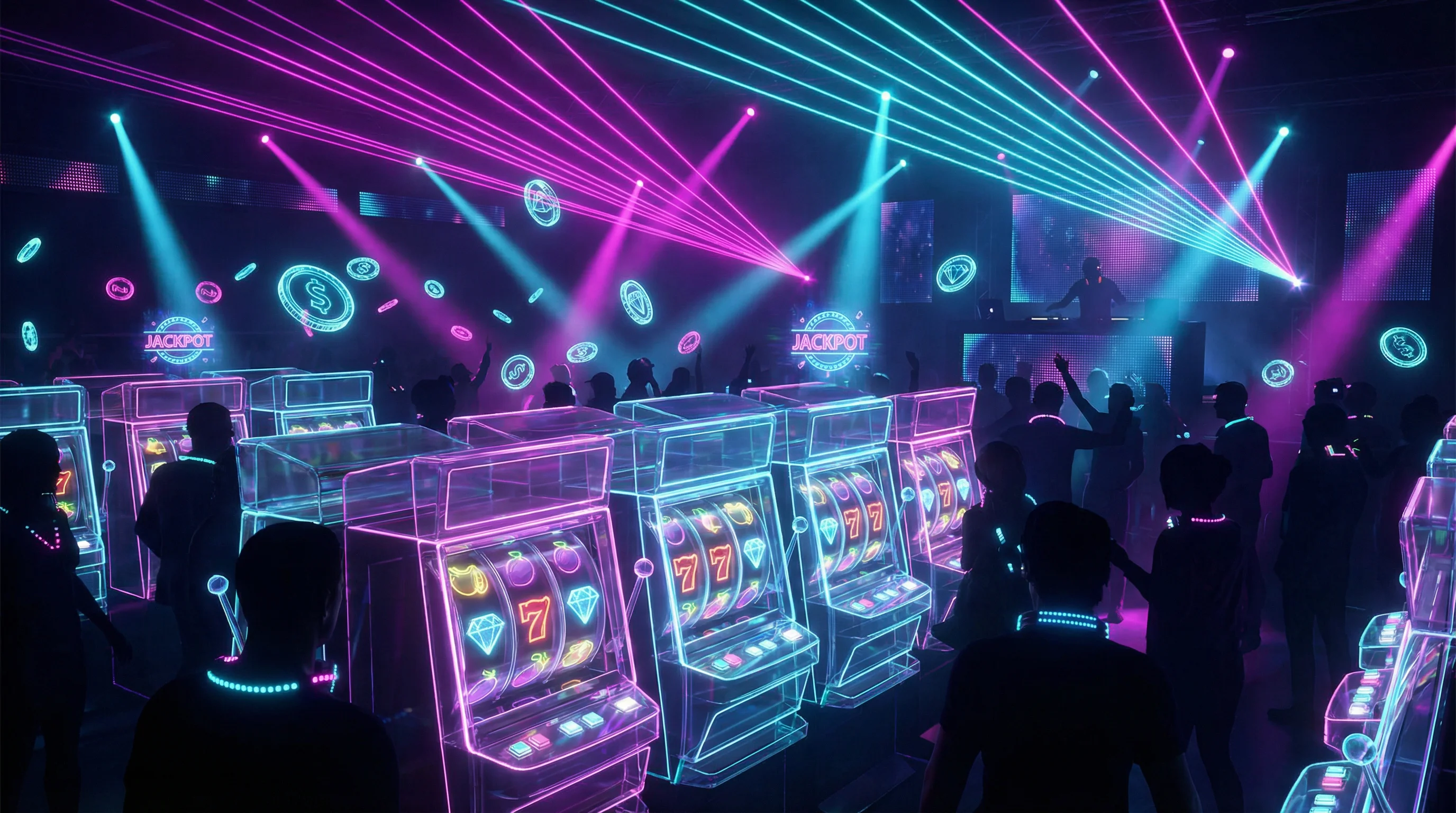 Tragamonedas en línea con luces neón en Big Bola Casino